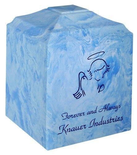 Small/Keepsake 45 Cubic Inch Wedgewood Blue Angel Marble Cremation Urn for Ashes