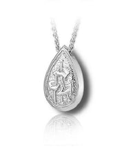 Load image into Gallery viewer, Sterling Silver Lillies Tear Drop Funeral Cremation Urn Pendant w/Chain
