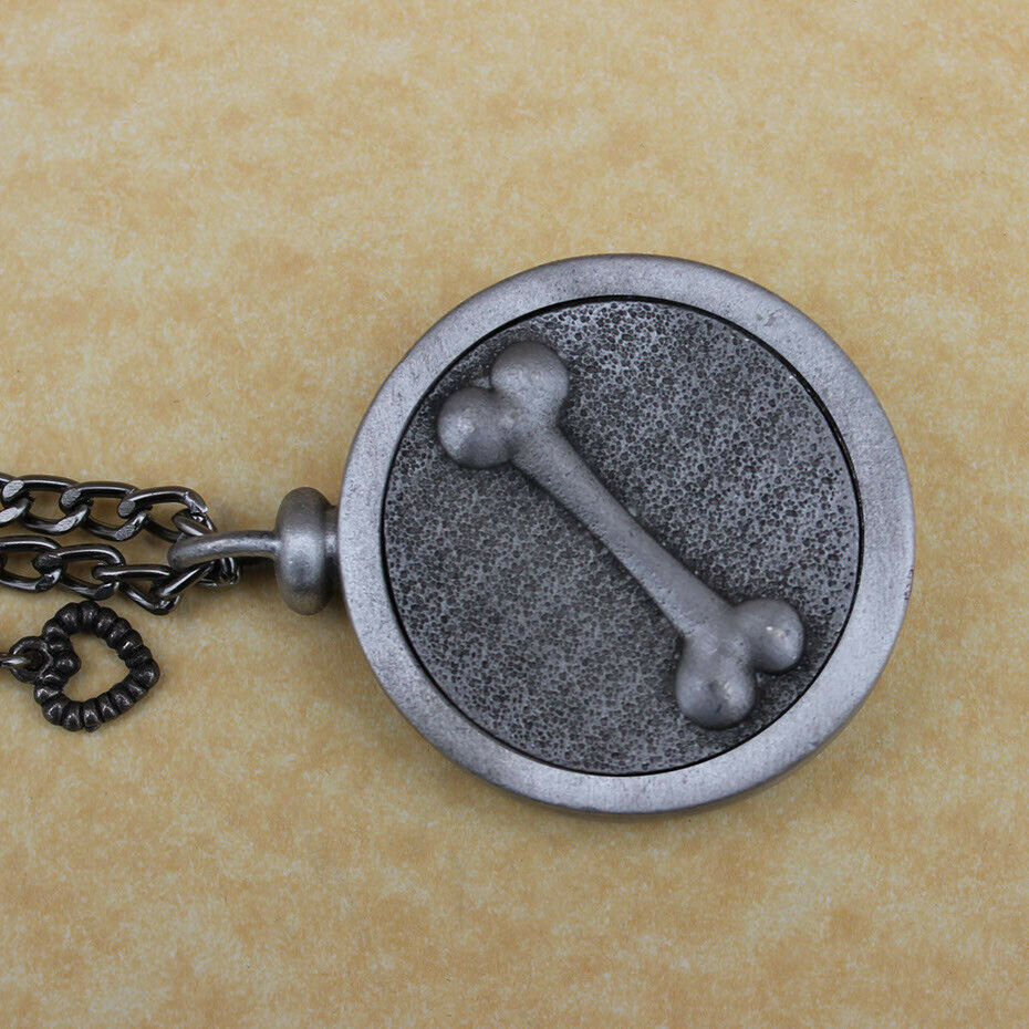 Pewter Keepsake Pet Memory Charm Cremation Urn with Chain - Memorial Bone