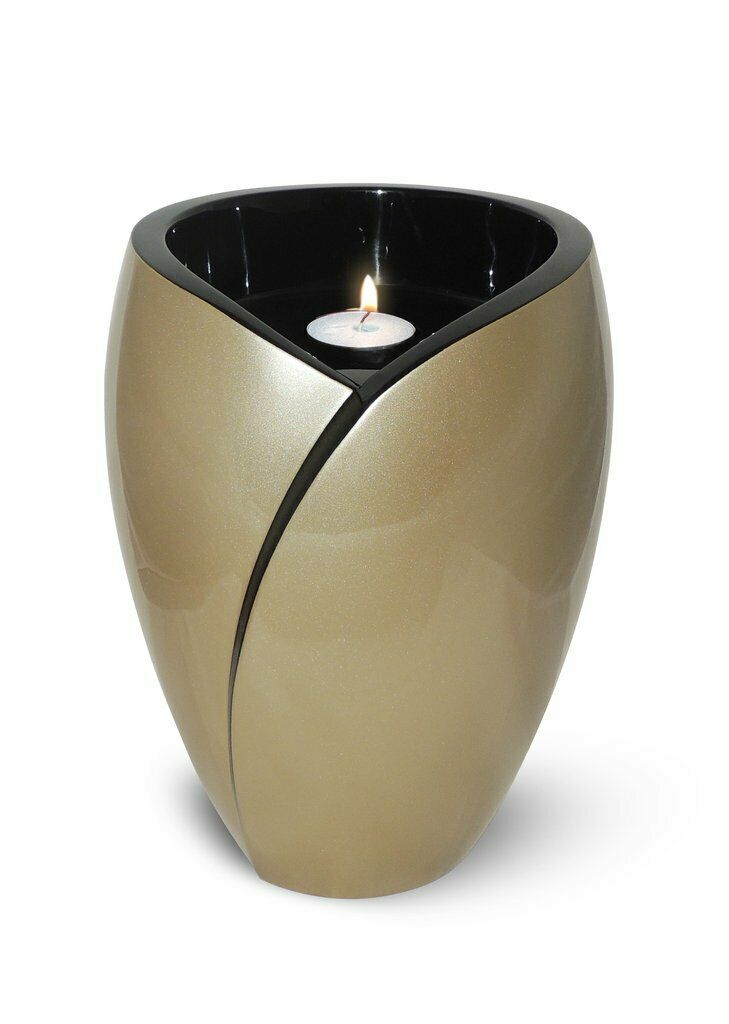 Large/Adult 210 Cubic Inch Fiber Glass Tea Light Funeral Cremation Urn - Gold