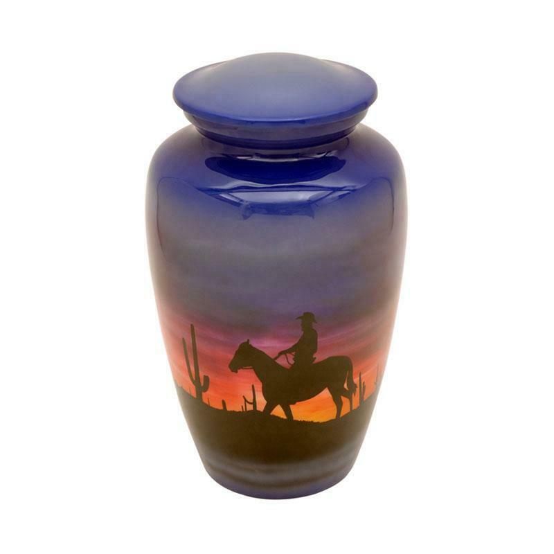 Large/Adult Cowboy Horse Western Funeral Cremation Urn for Ashes 200 Cubic Inch