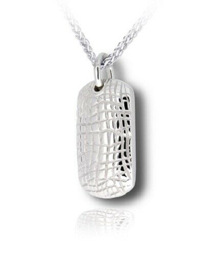 Sterling Silver Gator Skin Funeral Cremation Urn Pendant for Ashes w/Chain