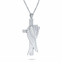 Load image into Gallery viewer, Stainless Steel Wings on Cross Pendant/Necklace Funeral Cremation Urn for Ashes
