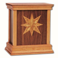 Load image into Gallery viewer, Large/Adult 225 Cubic Inch Walnut Star Handcrafted Wood Funeral Cremation Urn
