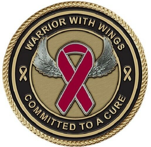 Myeloma Cancer (Red Ribbon) Medallion for Box Cremation Urn/Flag Case - 4