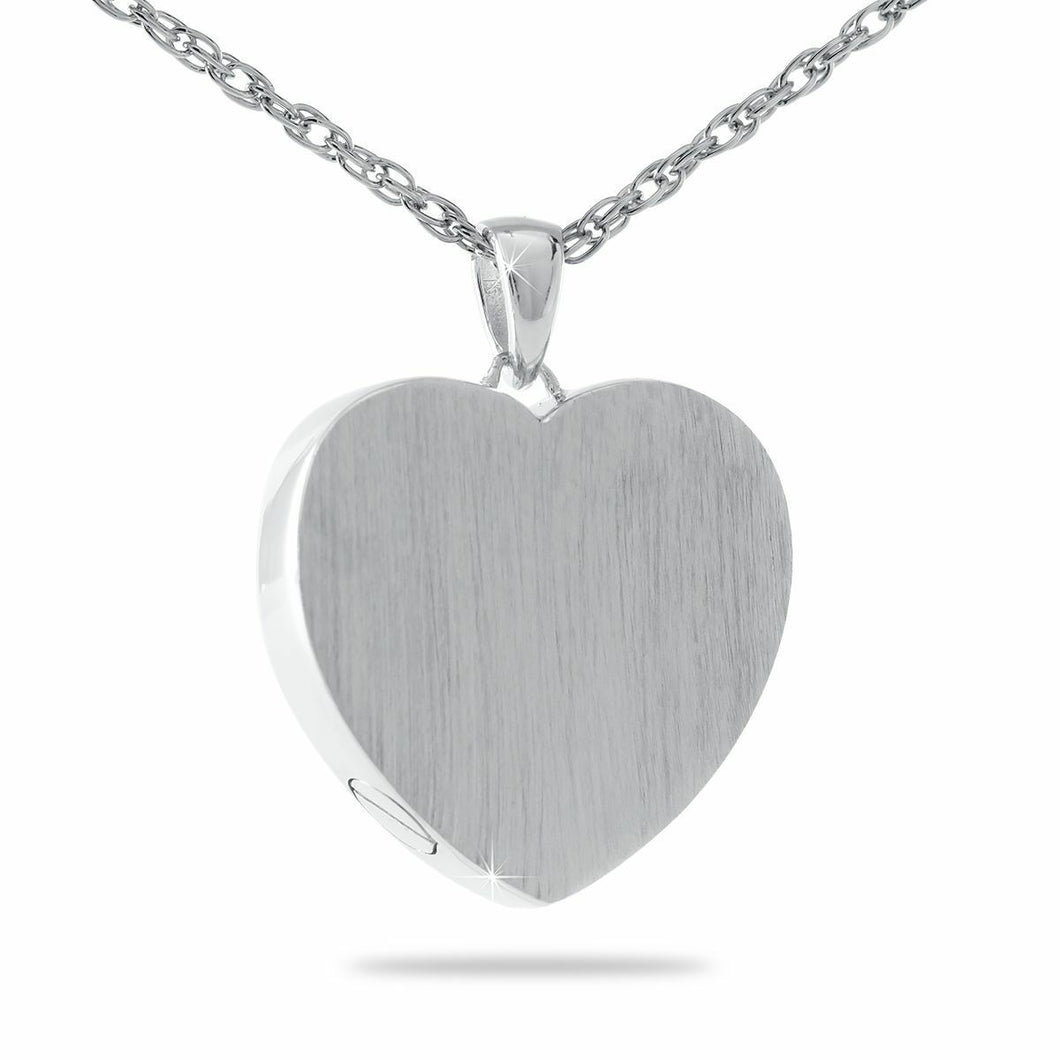 Sterling Silver Classic Heart Pendant/Necklace Funeral Cremation Urn for Ashes