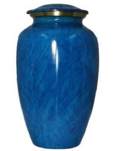 Large/Adult 200 Cubic Inch Blue Fusion Aluminum Funeral Cremation Urn for Ashes