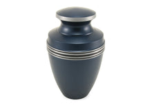 Load image into Gallery viewer, Large/Adult 200 Cubic Inch Blue Aluminum Grecian Funeral Cremation Urn for Ashes
