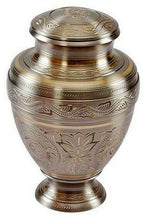 Load image into Gallery viewer, Large/Adult 200 Cubic Inch Empire Platinum Brass Funeral Cremation Urn for Ashes
