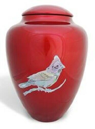 Large/Adult 200 Cubic Inch Fiber Glass Shell Art Cardinal Funeral Cremation Urn