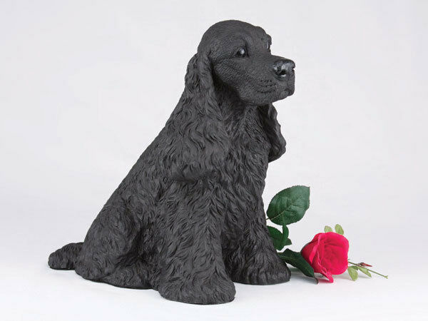 Large 233 Cubic Inches Black Cocker Spaniel Resin Urn for Cremation Ashes