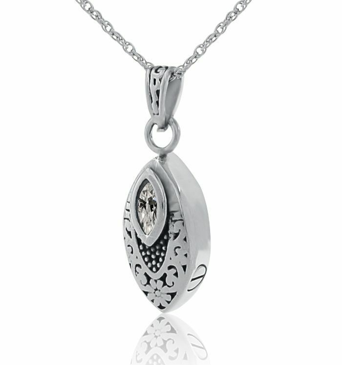 Crystal Charm Stainless Steel Pendant/Necklace Funeral Cremation Urn for Ashes