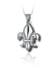 Load image into Gallery viewer, Sterling Silver Fleur De Lis Funeral Cremation Urn Pendant for Ashes w/Chain
