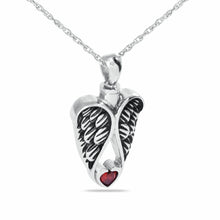 Load image into Gallery viewer, Red Stone Stainless Steel Pendant/Necklace Funeral Cremation Urn for Ashes
