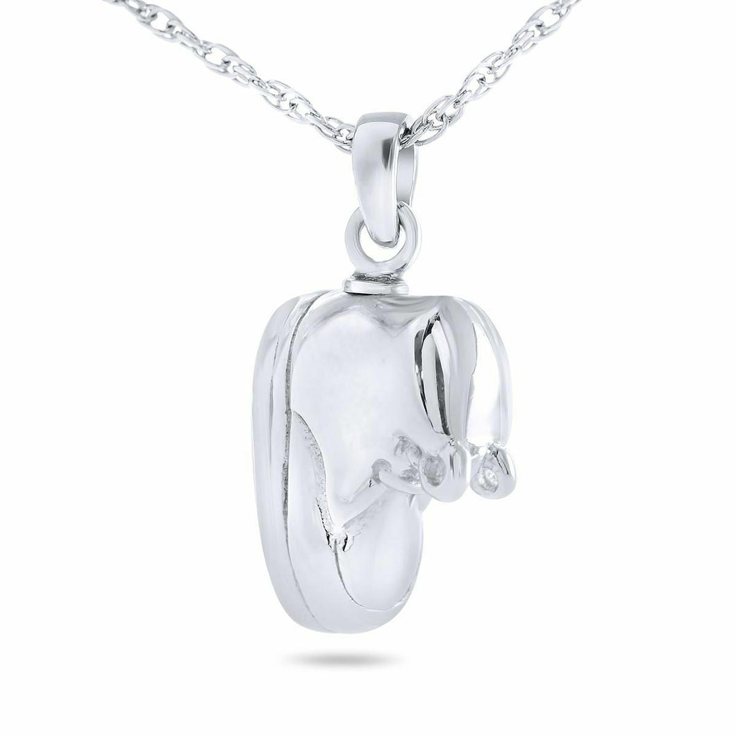 Sterling Silver Infant Bootie Pendant/Necklace Funeral Cremation Urn for Ashes