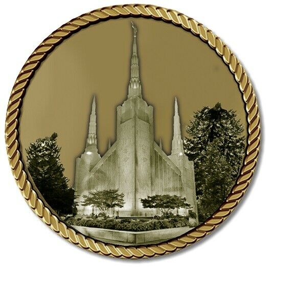 LDS Temple Portland Medallion for Box Cremation Urn/Flag Case - 4 Inch Diameter