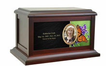 Load image into Gallery viewer, Large/Adult 200 Cubic Inch Butterfly Life Wood Photo Cremation Urn for Ashes
