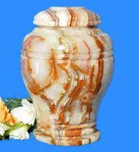 Load image into Gallery viewer, Large/Adult 220 Cubic Inch White Onyx Olpe Marble Funeral Cremation Urn
