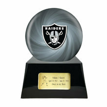 Load image into Gallery viewer, Large/Adult 200 Cubic Inch Oakland Raiders  Metal Ball on Cremation Urn Base
