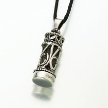 Load image into Gallery viewer, Antique Sterling Silver Small Filigree Cylinder Pendant Funeral Cremation Urn
