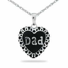 Load image into Gallery viewer, Sterling Silver &quot;DAD&quot; Heart Pendant/Necklace Funeral Cremation Urn for Ashes
