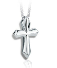 Load image into Gallery viewer, Sterling Silver Edged Cross Funeral Cremation Urn Pendant for Ashes with Chain
