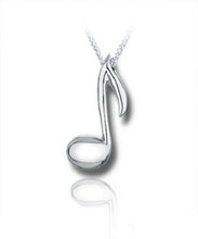 Load image into Gallery viewer, Sterling Silver Music Note Funeral Cremation Urn Pendant for Ashes w/Chain
