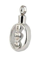 Load image into Gallery viewer, &quot;I Love You&quot; Stainless Steel Cremation Urn Pendant for Ashes w/20-in Necklace
