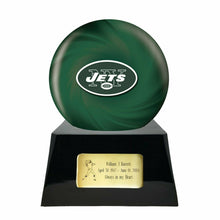 Load image into Gallery viewer, Large/Adult 200 Cubic Inch New York Jets Metal Ball on Cremation Urn Base
