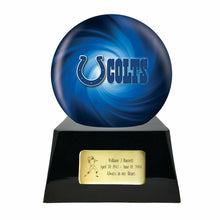 Load image into Gallery viewer, Large/Adult 200 Cubic Inch Indianapolis Colts Metal Ball on Cremation Urn Base
