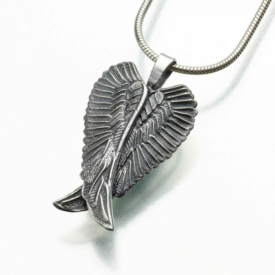 Antique Sterling Silver Angel Wings Pendant Funeral Cremation Urn
