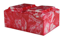 Load image into Gallery viewer, XL Companion Funeral Cremation Urn For Ashes Cultured Marble Red &amp; White Tuscany
