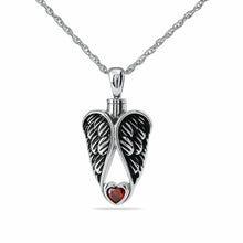 Load image into Gallery viewer, Red Stone Stainless Steel Pendant/Necklace Funeral Cremation Urn for Ashes
