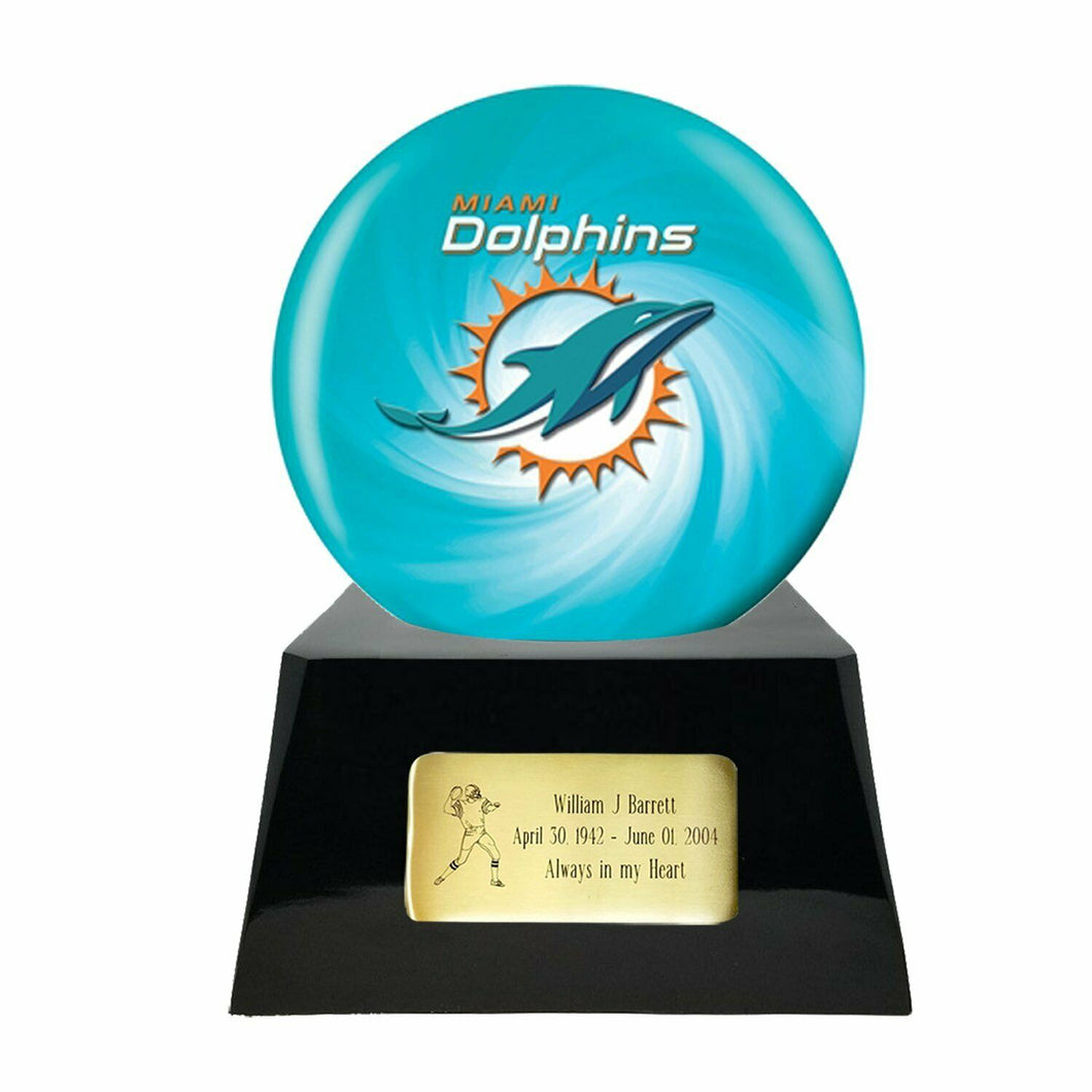 Large/Adult 200 Cubic Inch Miami Dolphins Metal Ball on Cremation Urn Base