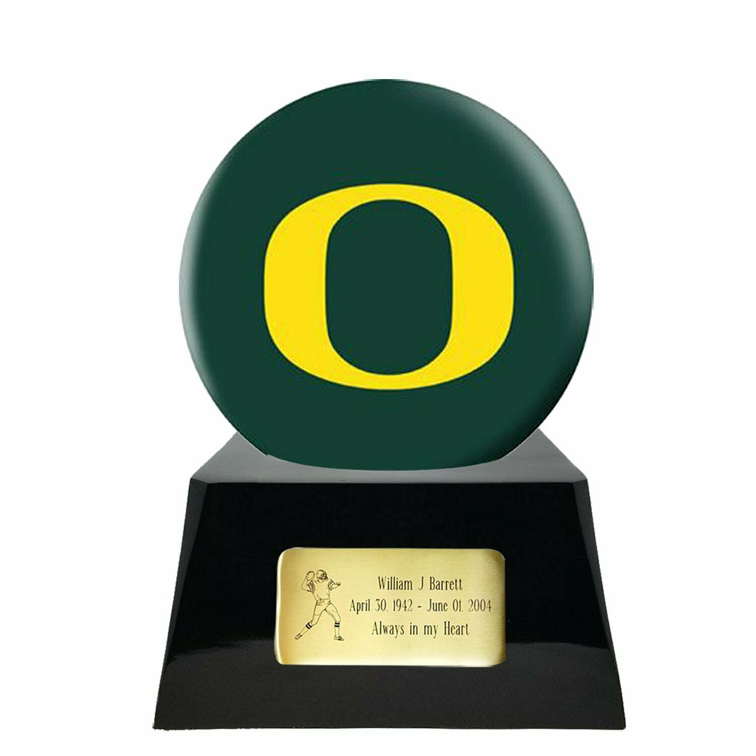 Large/Adult 200 Cubic Inch Oregon Ducks Metal Ball on Cremation Urn Base