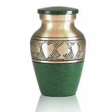 Load image into Gallery viewer, Small/Keepsake 4 Cubic Inches Green Poker Suits Brass Cremation Urn for Ashes
