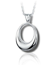 Load image into Gallery viewer, Sterling Silver Oval Funeral Cremation Urn Pendant for Ashes w/Chain
