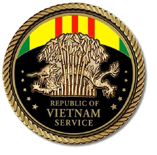 Vietnam Service Medallion for Box Cremation Urn/Flag Case - 3 Inch Diameter