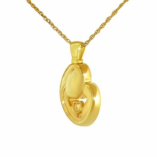 10K Solid Gold Mother's Love Pendant/Necklace Funeral Cremation Urn for Ashes