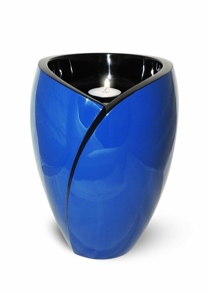 Large/Adult 210 Cubic Inch Fiber Glass Tea Light Funeral Cremation Urn - Blue