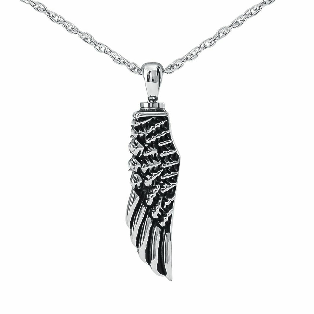 Angel's Wing Stainless Steel Pendant/Necklace Funeral Cremation Urn for Ashes