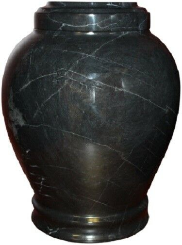 Large/Adult 220 Cubic Inch Embrace Ebony Natural Marble Funeral Cremation Urn