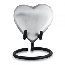 Load image into Gallery viewer, Small/Keepsake 3 Cubic Ins Pewter Heart on Stand Brass Cremation Urn for Ashes
