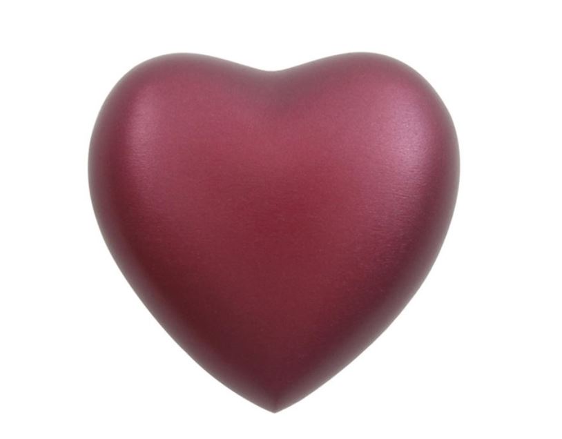 Small/Keepsake 3 Cubic In Magenta Aluminum Grecian Heart Funeral Cremation Urn