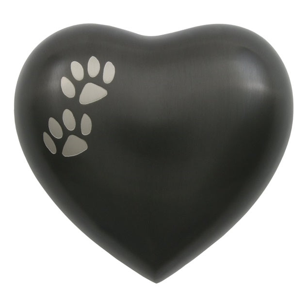 Small/Keepsake Slate Brass Arielle Heart Funeral Cremation Urn, 17 cubic inches