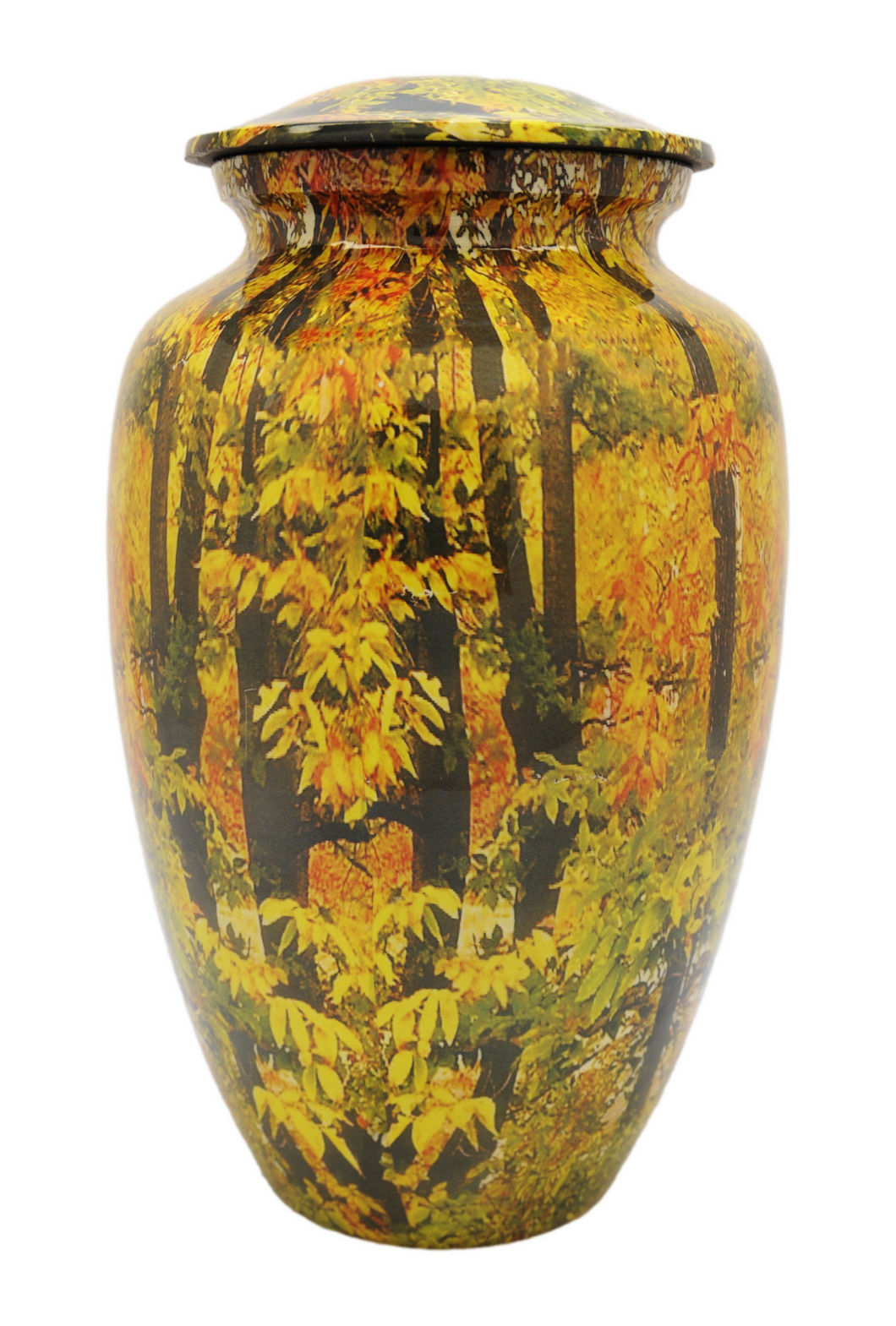 Small/Keepsake 3 Cubic Inch Autumn Woods Aluminum Cremation Urn for Ashes