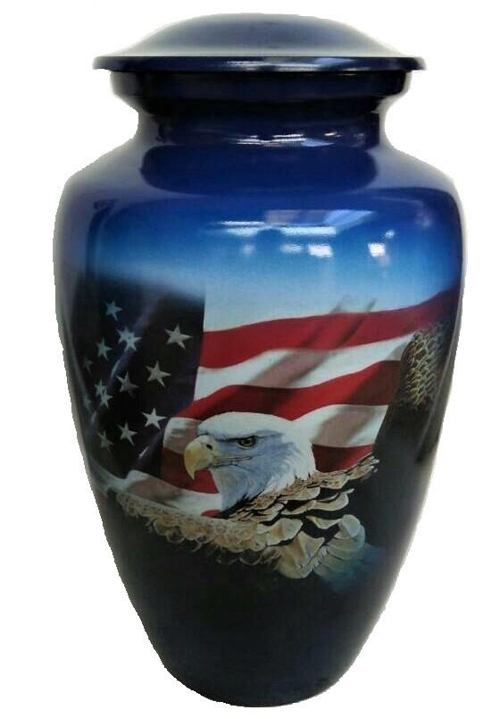 Large/Adult 200 Cubic Inch Freedom Aluminum Funeral Cremation Urn for Ashes