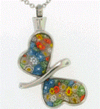 Load image into Gallery viewer, Butterfly Stainless Steel Cremation Urn Pendant for Ashes w/20-in Necklace
