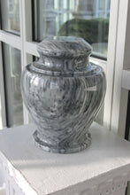 Load image into Gallery viewer, Carpel Cashmere Gray Marble Adult Funeral Cremation Urn, 220 Cubic Inches
