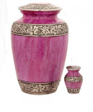 Load image into Gallery viewer, Large/Adult 200 Cubic Inch Metal Lotus Pink Cold Funeral Cremation Urn
